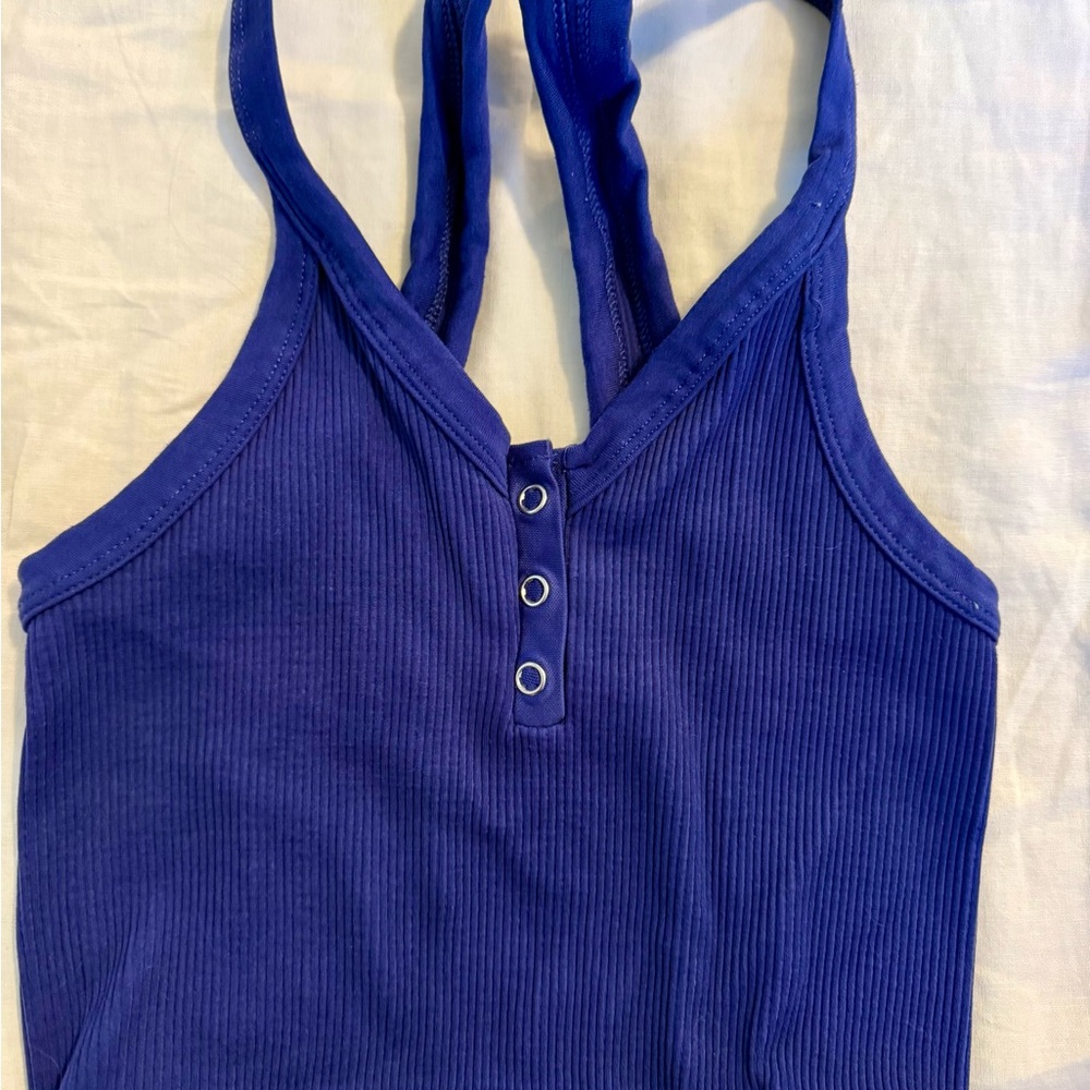 Free People Blue Ribbed Tank Top
